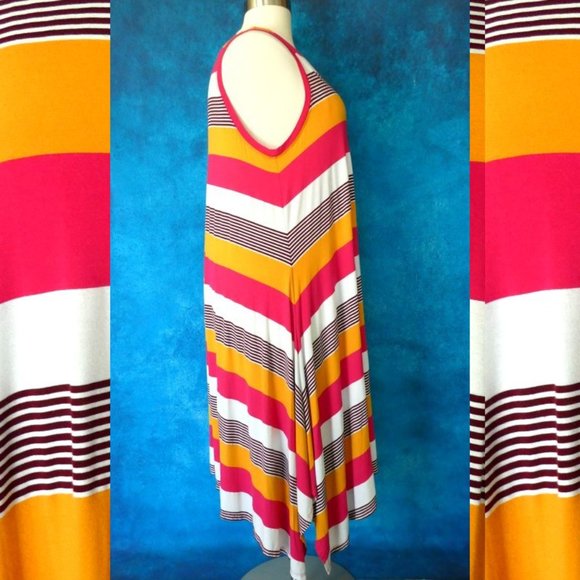Lane Bryant Striped Tank Dress 22/24 Pink White - Picture 6 of 8